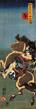 Utagawa Kuniyoshi Painting - horse soga goro on a rearing horse Utagawa Kuniyoshi Ukiyo e